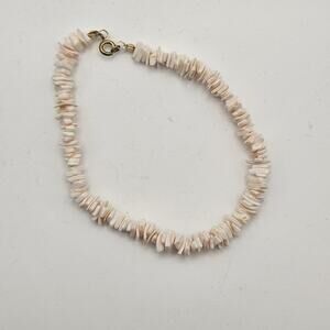 Light Pink Puka Chip Shell Beads Anklet Bracelet Vintage 90s Y2K Preppy Beach